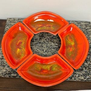 California USA Pottery 4 Lazy Susan Dishes #812 mid century modern preowned
